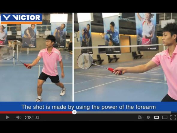 The nine most important skills of badminton : 7.Cross court net shot