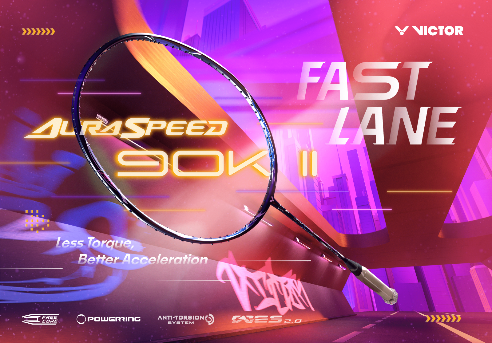 Victor AuraSpeed 90K II (ARS 90K II) Badminton Racket (Black) Nydhi